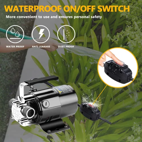 Miniatura 5 de Trupow 1/10HP 330GPH mini bomba eléctrica portátil de transferencia del sumidero de 115 voltios con interruptor de encendido/apagado (solo bomba)