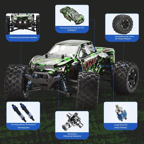 Miniatura 5 de TENSSENX Coches RC todo terreno a escala 1:18, 40 KPH de alta velocidad 4WD de control remoto con 2 baterías recargables, camión monstruo