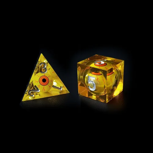 Miniatura 3 de BESCON - Juego de dados poliédricos con núcleo líquido con bordes afilados, dados poliédricos con borde de afeitar con globo ocular rodante