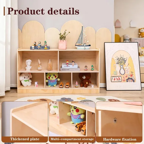 Miniatura 6 de Gabinete de almacenamiento de madera, estante Montessori de 5 secciones, Estantería para habitaciones