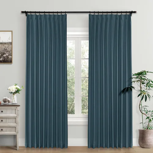 Miniatura 10 de Macochico Cortinas opacas de lino plisadas para oscurecer la habitación, panel con aislamiento térmico para dormitorio, sala de estar, sala