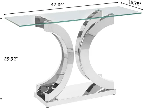 Miniatura 188 de Mesa de centro de cristal de lujo, mesa de centro de sofá de 47 pulgadas con marco de acero inoxidable dorado y parte superior de vidrio negro, mesa