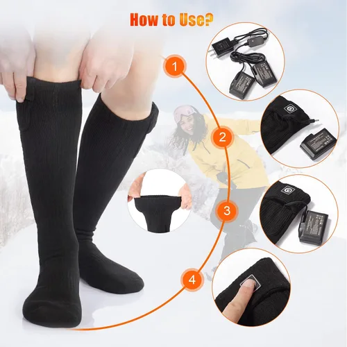 Miniatura 8 de SAVIOR HEAT Heated Socks for Men Women, 150℉ Fast Heating Electric Ski Socks, 7.4V 2200mAh Rechargeable Battery Powered, Carbon Fiber Toe Warmers