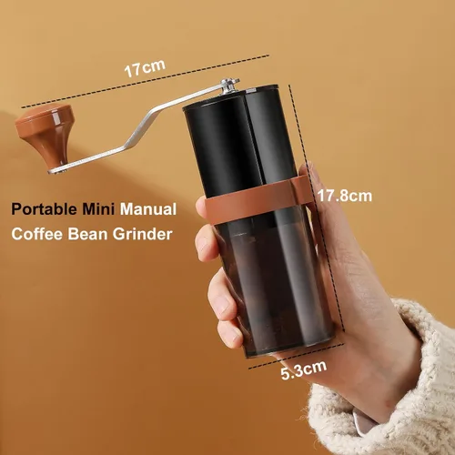 Miniatura 2 de Molinillo de café manual con ajustes internos, molinillo de frijoles de manivela manual de 1.06 oz de capacidad, molinillo portátil de rebabas