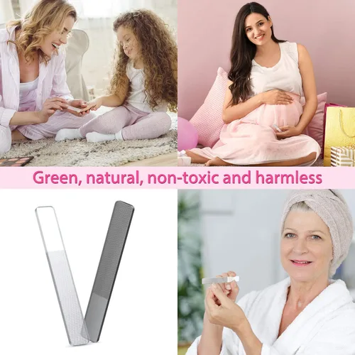Miniatura 7 de 8 unidades de limas de cristal natural para uñas con estuche para uñas naturales