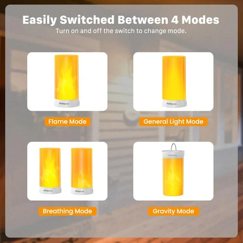 Miniatura 6 de Hompavo 【Actualizado】 Luces LED de llama, 4 modos de velas recargables sin llama con batería, linternas parpadeantes impermeables en pilar para sala