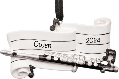 Miniatura 7 de Adorno navideño personalizado de instrumento musical de piano 2026 – Personalización gratuita Piano con clave de agudos con purpurina y cinta