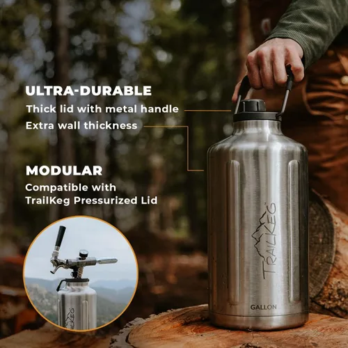 Miniatura 6 de TrailKeg Botella de agua deportiva, 128 onzas, un galón, acero inoxidable aislado al vacío, doble pared, caliente durante 12 horas, fría durante 48