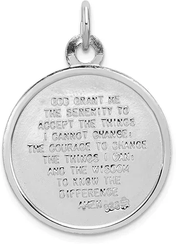 Miniatura 4 de Medalla de plata de ley 925 maciza con colgante de oración en la parte trasera, 1.181in x 0.787in