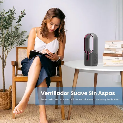 Miniatura 5 de KONSIDEN Ventilador de escritorio sin aspas, ventilador de oficina de 11.8 pulgadas, pequeño, silencioso, ajuste de 3 velocidades, control táctil