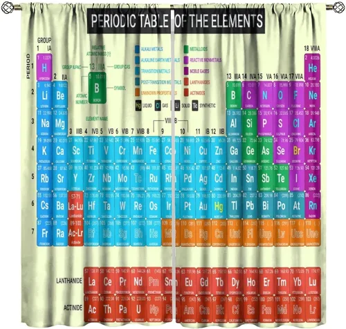 Miniatura 26 de Cortinas opacas para ventanas de ciencia para niños, lupa de libro de laboratorio de ciencia, lupa, frascos moleculares, cortinas impresas