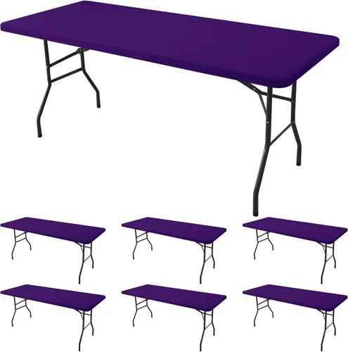 Miniatura 12 de Mantel de elastano para mesas rectangulares de 6 pies, paquete de 4 unidades, color azul aguamarina, para picnic al aire libre, manteles elásticos