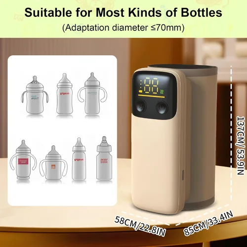 Miniatura 5 de Calentador de botellas portátil para viajes, calentamiento rápido, calentador de botellas de viaje con pantalla de temperatura alimentado por