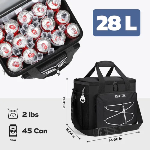 Miniatura 2 de RealCool Bolsa térmica suave de 35/45 latas, hielera plegable aislada a prueba de fugas, lonchera grande para hombres y mujeres, enfriador de lados
