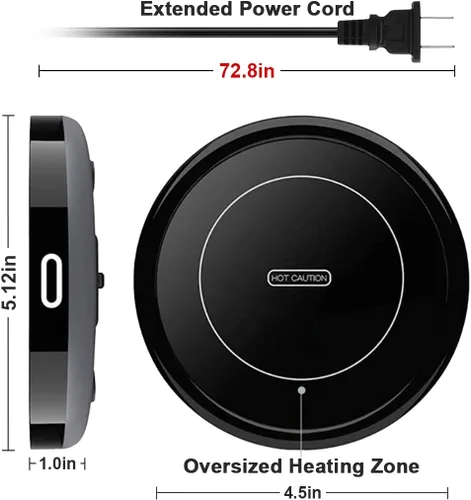 Miniatura 3 de BESTINNKITS Juego de calentador inteligente de taza de café, encendido/apagado automático, taza de inducción por gravedad, uso en escritorio