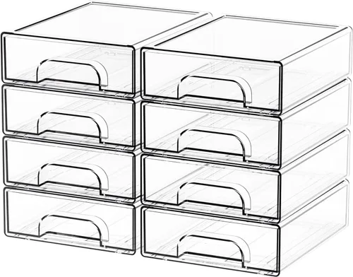 Miniatura 20 de Yieach Cajones de almacenamiento apilables transparentes de 12.1 pulgadas de ancho, paquete de 2 organizadores de cajones acrílicos para accesorios