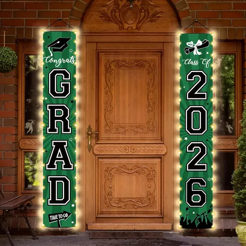 Pancartas de graduación 2025 iluminadas, decoración de clase de 2025, letrero de felicitación para porche, suministros con luz LED, decoración de