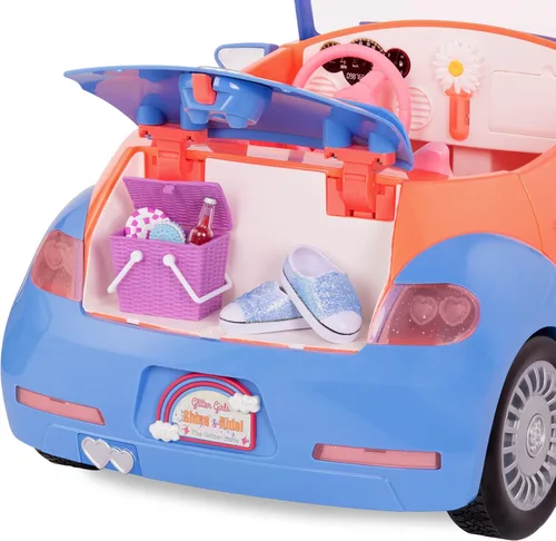 Miniatura 10 de Glitter Girls Paquete de muñeca y vehículo de 14 pulgadas - Cabello rubio y ojos verdes - Coche azul y naranja - Maletero y soportes para cupcakes