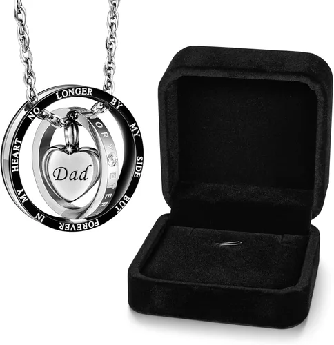 Miniatura 29 de XIUDA Collar de urna de cremación para cenizas, recuerdo tallado con recuerdo eterno de acero inoxidable, joyería conmemorativa para cenizas
