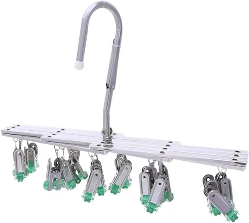 Miniatura 3 de Percha de secado, colgador de secado colgante, colgador de goteo de acero inoxidable con 18 clavijas para ropa interior, calcetines, brasier, quitar