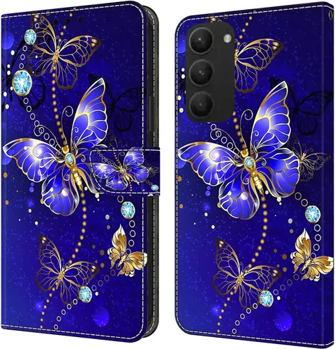 Miniatura 63 de Funda para Samsung Galaxy S23, cartera Flip Folio lindo 3D pintado de dibujos animados PU Funda de cuero PU para niñas mujeres ranuras para tarjetas