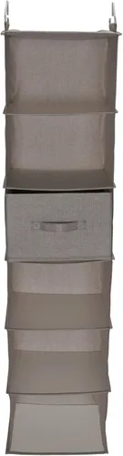 Miniatura 5 de Household Essentials Organizador de armario colgante de 6 estantes, estante de armario colgante, estante de tela de lino y estantería de PEVA Gris