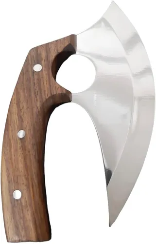 Miniatura 2 de Poshland TTC-111 cuchillo de cocina Ulu hecho a mano personalizado -mango de madera (TTC-111)