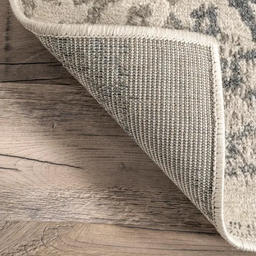Miniatura 7 de Nuloom Gris Freja / crema, 2 pies 6 pulgadas x 10 pies, floral envejecido, suave y acogedor, alto tráfico, resistente a las manchas, fácil