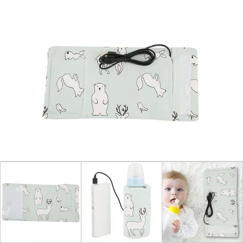 Miniatura 6 de Calentador de biberones USB para bebés, portátil, con dibujos animados, botella de leche, calentador de viaje, calentador portátil para calentar