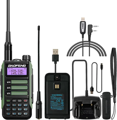 BAOFENG Walkie Talkie UV-16R USB-C 10W con cable de programación Radio bidireccional impermeable de largo alcance de doble banda Radio portátil