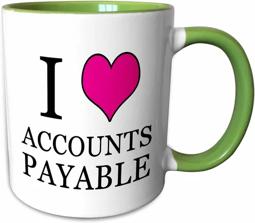 Miniatura 11 de 3dRose I Love Accounts Payable - Taza negra de dos tonos (11 onzas), color rosa