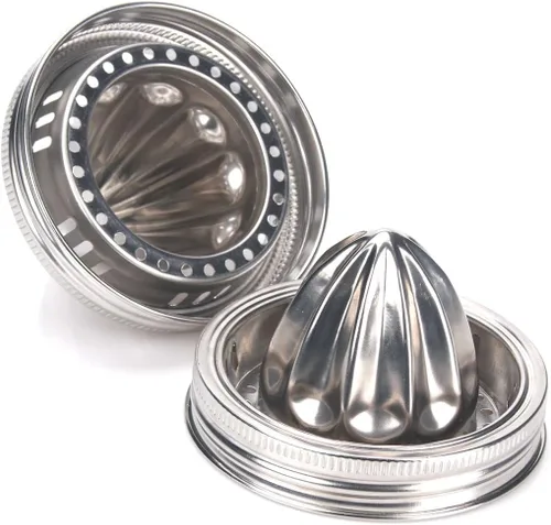 Miniatura 7 de Mason Jar - Tapa exprimidora de acero inoxidable (2 piezas), escariador de cítricos para tarro Mason de boca ancha, exprimidor de limón, exprimidor