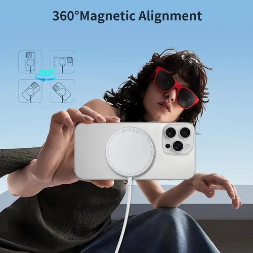 Miniatura 6 de Cargador inalámbrico Qi2 - Almohadilla de carga inalámbrica magnética de 15 W para iPhone 17/16/15/14/13/12 Series con aluminio ultrafino, incluye