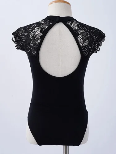 Miniatura 42 de JEATHA Leotardos de ballet para niñas, camisetas de baile, bailarina, encaje floral, con botones, entrepierna