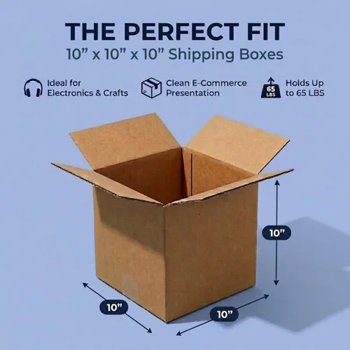 Miniatura 2 de BOX USA Cajas de envío pequeñas de 10 pulgadas de largo x 10 pulgadas de ancho x 10 pulgadas de alto, paquete de 25 cajas de cartón para envío