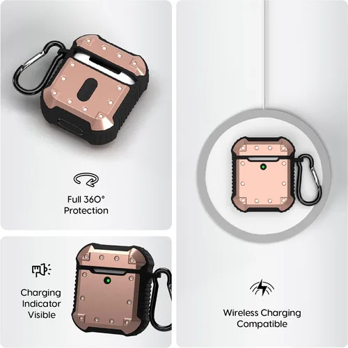 Miniatura 4 de TALK WORKS Funda para AirPods con llavero – Funda protectora resistente para AirPods, funda de llavero con clip, mosquetón de carga inalámbrica, Rosa