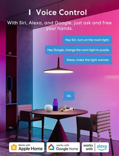 Miniatura 2 de MEROSS - Bombilla LED inteligente con WiFi, compatible con Apple HomeKit, Siri, Alexa, SmartThings, E26 multicolor regulable 2700 K-6500 K RGBWW