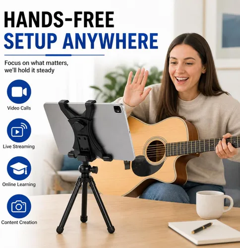 Miniatura 5 de Acuvar Soporte universal de trípode para tableta, adaptador de soporte ajustable para iPad, Samsung Galaxy Tab y Surface, se adapta a tabletas de 8