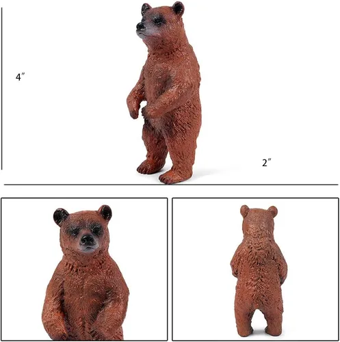 Miniatura 6 de UANDME Grizzly Bear - Juego de figuras familiares de oso de bosque de plástico para aprendizaje de ciencias de la naturaleza, suministros de fiesta