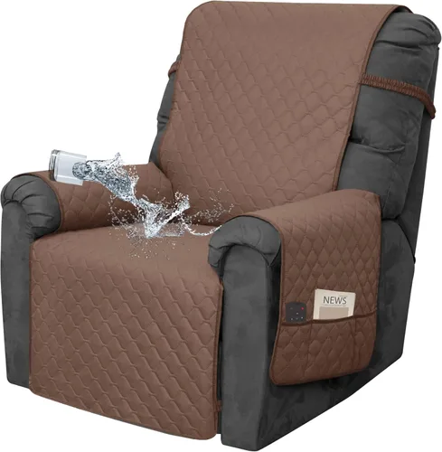 Miniatura 11 de Easy-Going Funda impermeable para sillón reclinable de gran tamaño con bolsillo, 1 funda de sofá reversible para sillón reclinable, protector