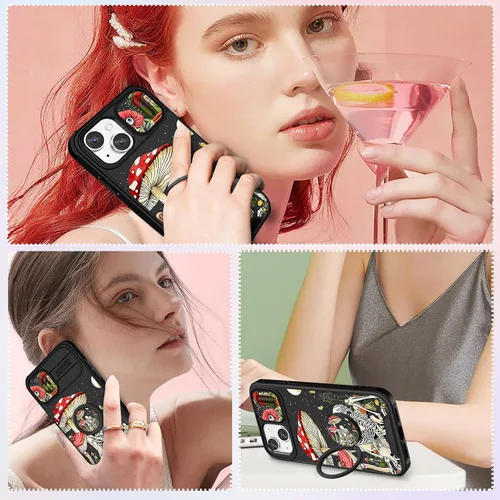 Miniatura 6 de Funermei Funda 2 en 1 para iPhone 13/iPhone 14 para mujeres, linda funda de teléfono con calavera para niñas, diseño de esqueleto gótico, divertido
