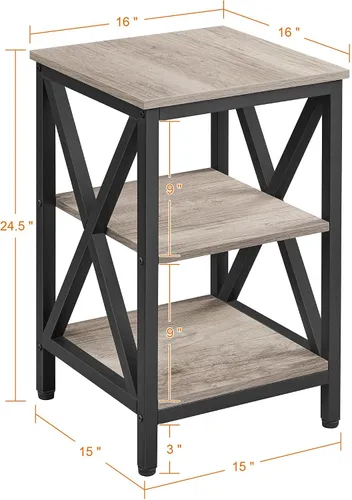 Miniatura 3 de Topeakmart Mesa auxiliar industrial con estantes de almacenamiento para sala de estar, mesa de sofá de 3 niveles, muebles decorativos con aspecto