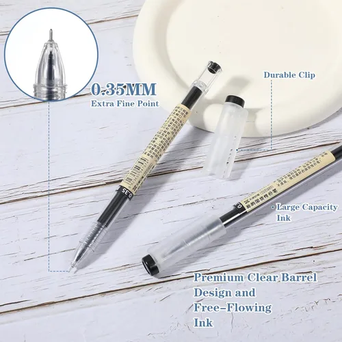 Miniatura 4 de 12 bolígrafos japoneses de tinta de gel negra de 0.014 in, punta extra fina, punta rodante, punta fina, escritura suave para diario, oficina