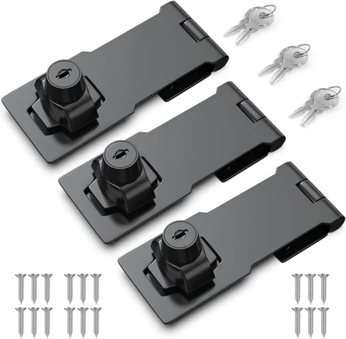 Miniatura 15 de Cerradura de cerrojo con llave de 2.5 pulgadas para armarios y puertas pequeñas, diseño de perilla giratoria, aleación de zinc resistente con hierro