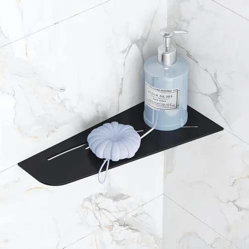 Miniatura 11 de Qeke Estante esquinero de ducha de acero inoxidable 304, estante esquinero de 12 pulgadas, soporte para champú de baño, estante de esquina flotante
