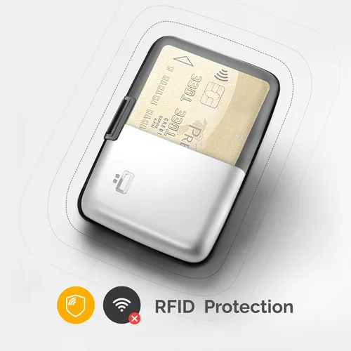 Miniatura 30 de ÖGON -DESIGNS- Portatarjetas de aluminio, protección RFID contra fraude y desmagnetización, billetera compacta, funda inteligente modelo STOCKHOLM V1