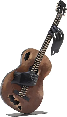 Miniatura 9 de SunBlogs Art - Decoración de guitarra de metal de 23 pulgadas de alto, escultura musical hecha a mano (negro) Hand-painted Metal Statue, Western