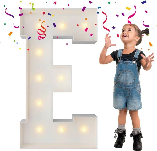 Miniatura 35 de Letras iluminadas con marco de 3 pies de alto, letras enormes con marco, marco de globos en mosaico, letra grande para decoraciones de compromiso
