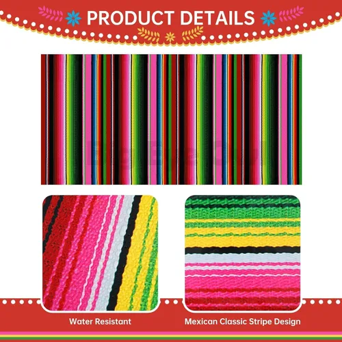 Miniatura 4 de Mantel de plástico para fiesta mexicana, 2 piezas, desechable, decoración de fiesta de cumpleaños, mantel de plástico para mesa con temática