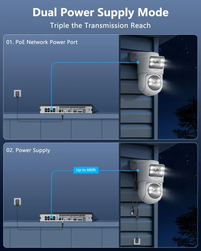 Miniatura 8 de Sistema de cámara de seguridad 4K PoE con monitor de 10.2 pulgadas, NVR de 8 canales HDD de 1 TB y 4 cámaras de doble lente, seguimiento automático